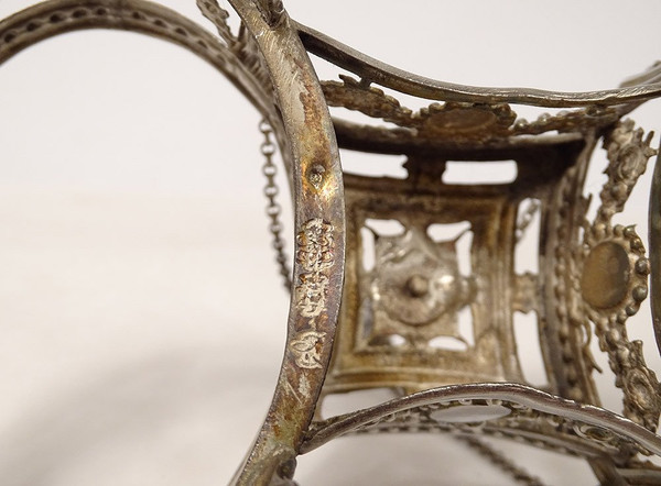 Double Louis XVI silver salt cellar Fermiers Généraux 18th century