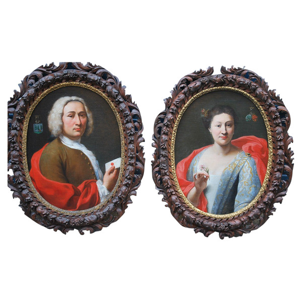 Holländische Schule des XVIII. Jahrhunderts Paar Porträts Kerens De Hongne