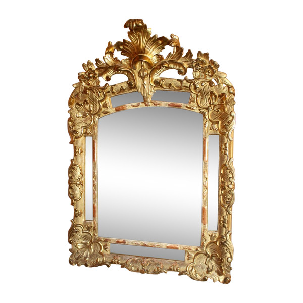 Gilded Wood Reservoir Mirror, Louis XIV Style - Early 19th Century
