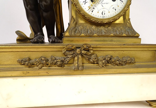 Large Bronze Clock Angelot Bird Rams Denière Paris Napoleon III 19th