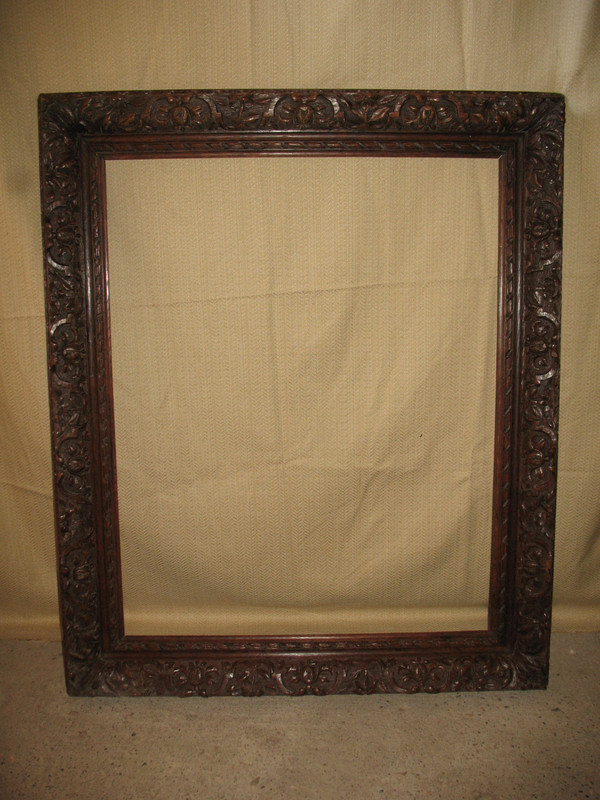 Large early 19th century carved oak frame in the Louis XIII style