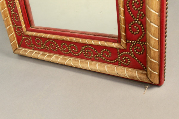 Miroir Cuir Rouge André Maillefert
