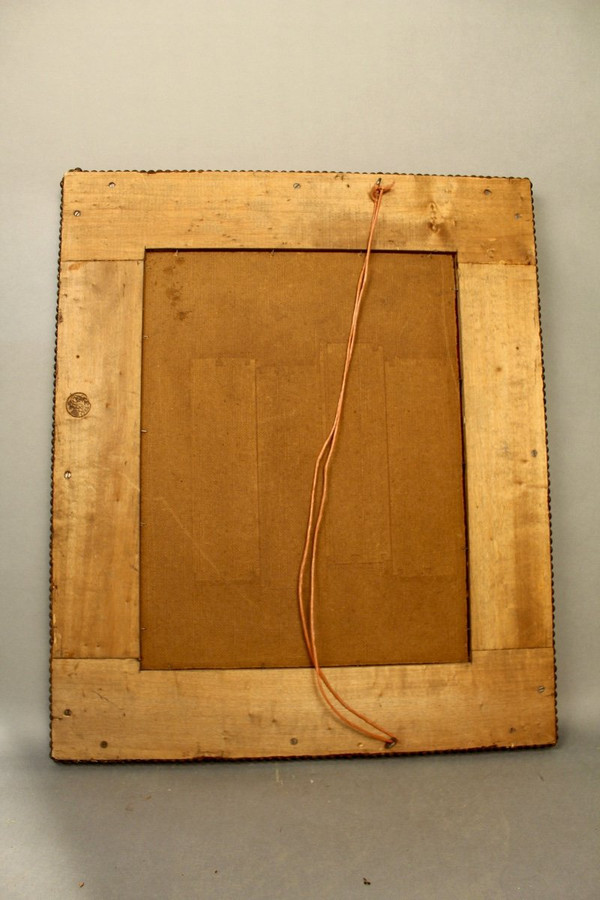 Miroir Cuir Rouge André Maillefert