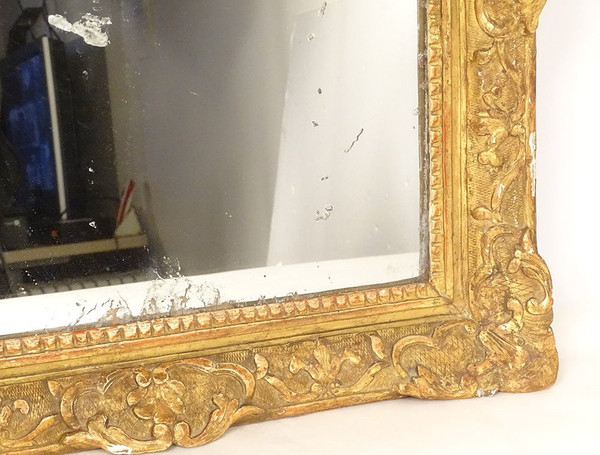 Regency Mirror Glass Gilded Carved Wood Frame Flower Shells 18th Century