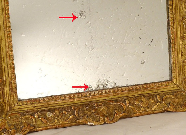 Regency Mirror Glass Gilded Carved Wood Frame Flower Shells 18th Century