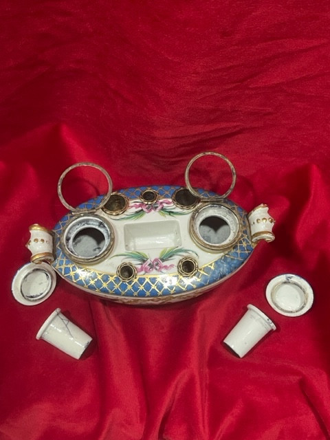 Encrier Gondole porcelaine de Sèvres XVIII Eme