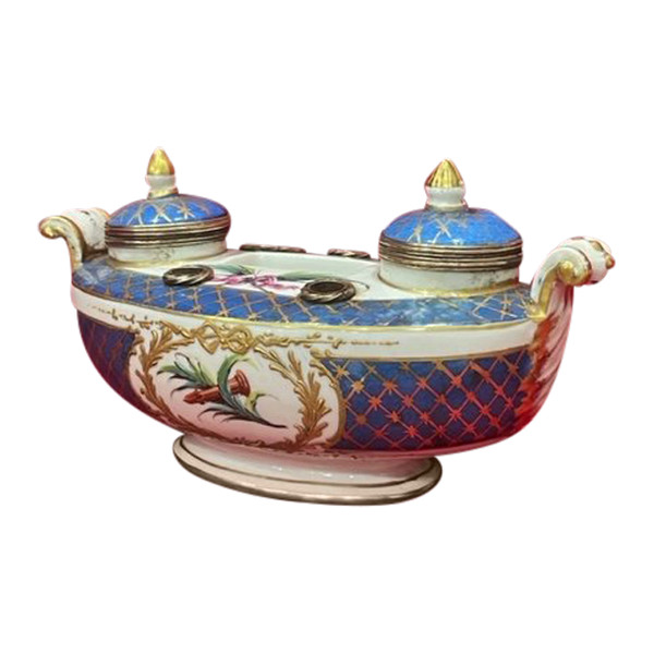 Encrier Gondole porcelaine de Sèvres XVIII Eme