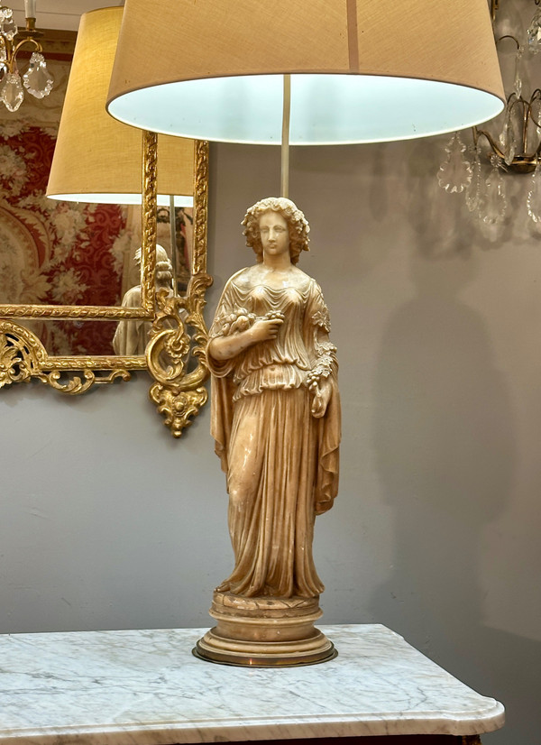 Exceptionnelle Paire De Sculptures En Albâtre d'Epoque XIXème (112cm)