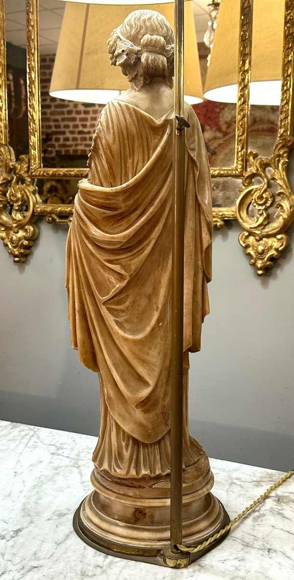Exceptionnelle Paire De Sculptures En Albâtre d'Epoque XIXème (112cm)