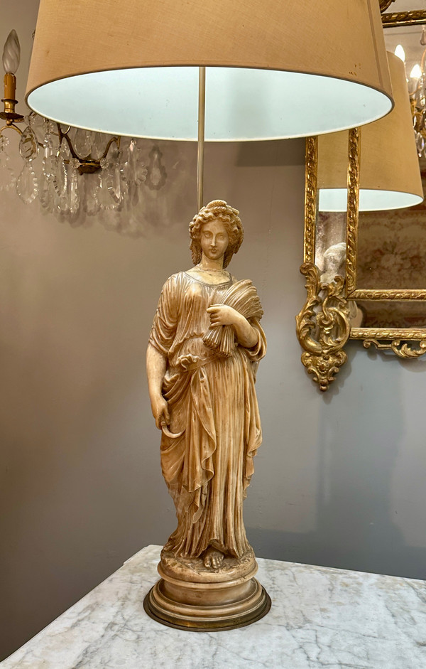 Exceptionnelle Paire De Sculptures En Albâtre d'Epoque XIXème (112cm)