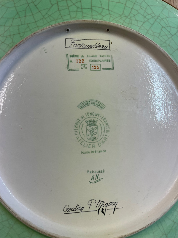 Longwy - Large Enamel Dish Model Fontainebleau Napoléon Paul Mignon
