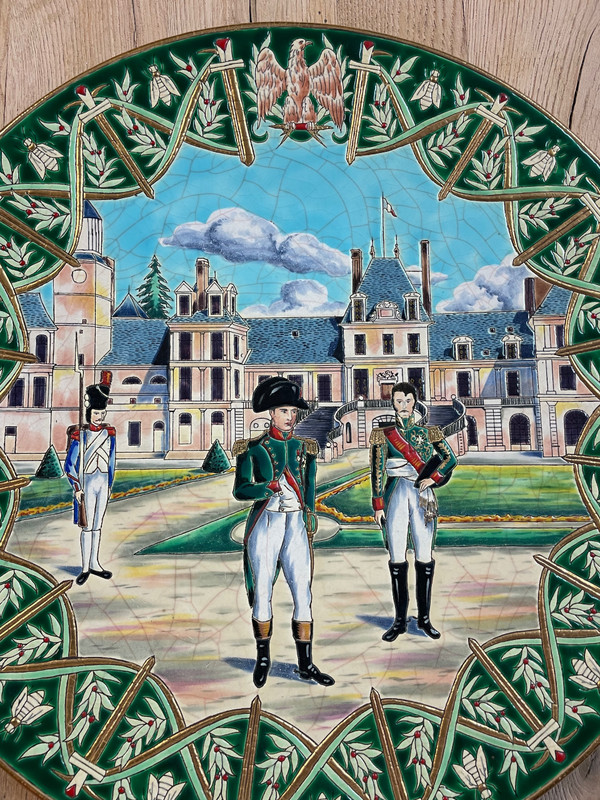 Longwy - Large Enamel Dish Model Fontainebleau Napoléon Paul Mignon