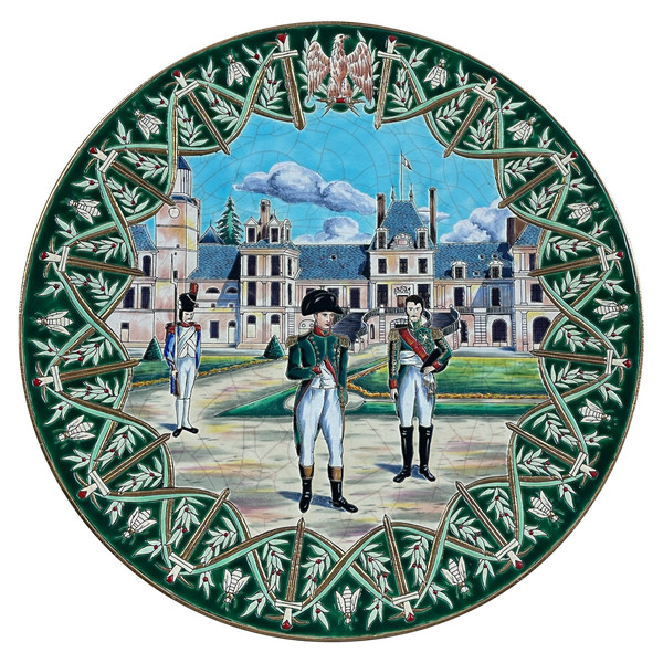 Longwy - Large Enamel Dish Model Fontainebleau Napoléon Paul Mignon