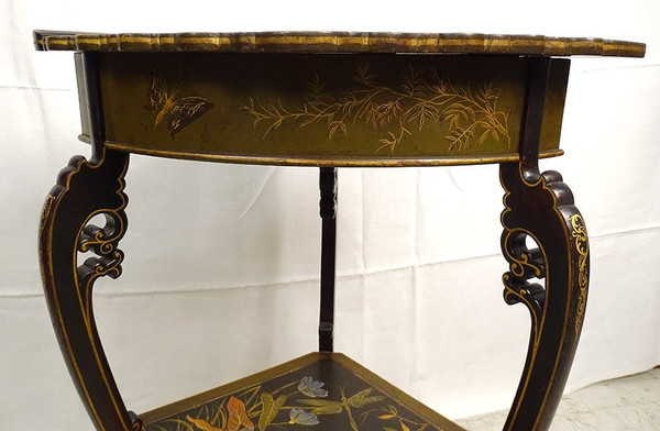 Travailleuse Encoignure Majorelle Bois Laqué Japonisant Oiseau Art Nouveau