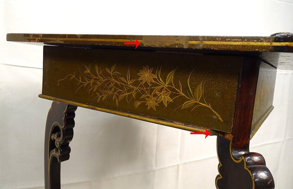 Travailleuse Encoignure Majorelle Bois Laqué Japonisant Oiseau Art Nouveau