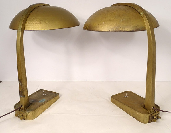 Coppia di lampade da scrivania vintage in metallo bronzato Art Déco Germania XX secolo