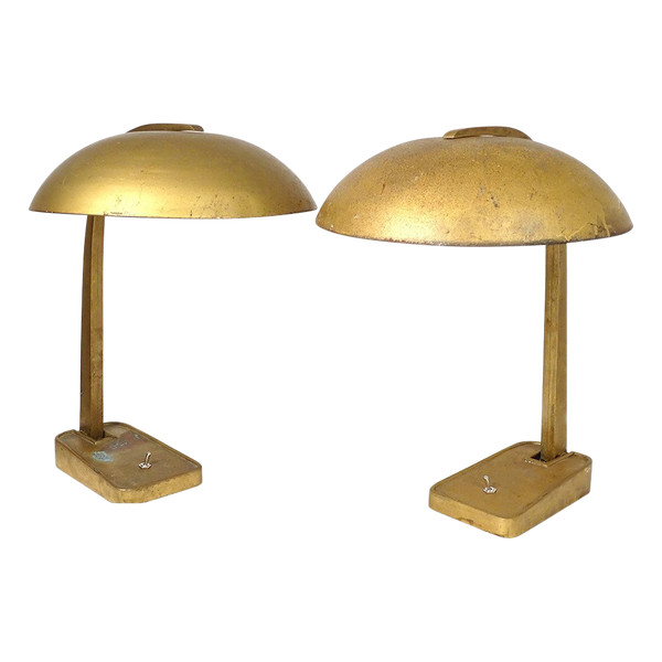 Coppia di lampade da scrivania vintage in metallo bronzato Art Déco Germania XX secolo