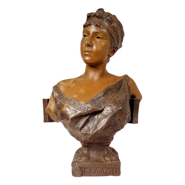 Scultura Busto Donna Galatea Emmanuel Villanis Blot Art Nouveau XIX secolo