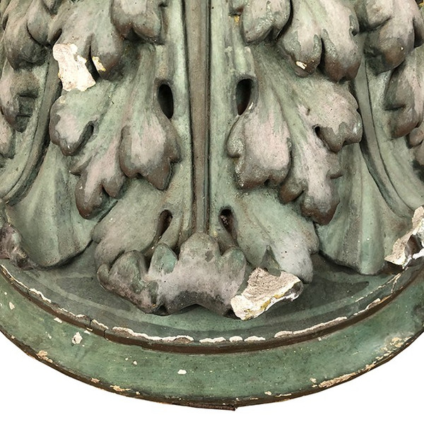 Large wall console, green plaster church statue support