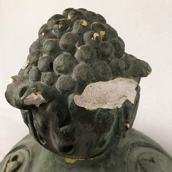Large wall console, green plaster church statue support