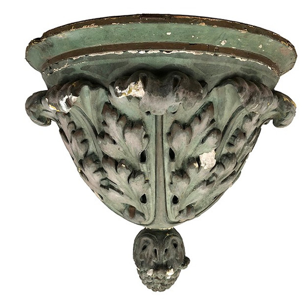 Large wall console, green plaster church statue support