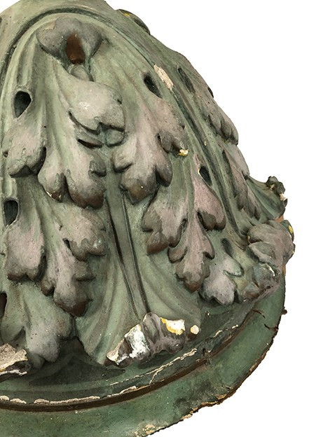 Large wall console, green plaster church statue support