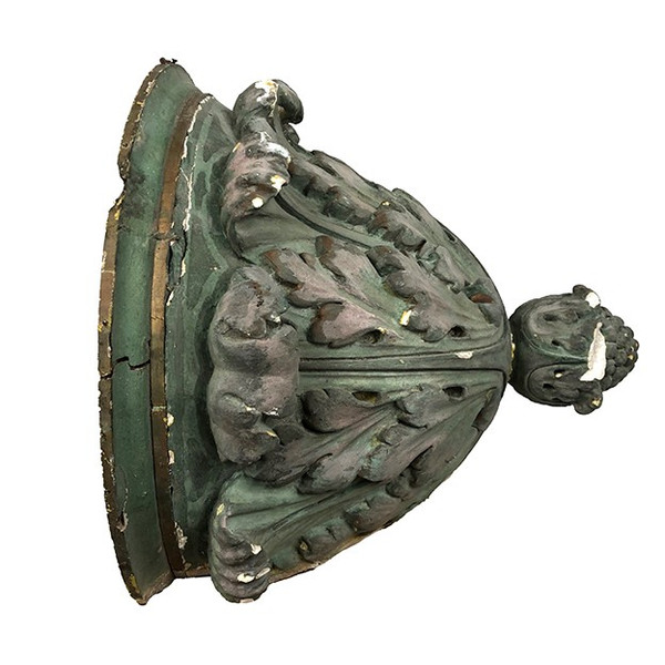 Large wall console, green plaster church statue support