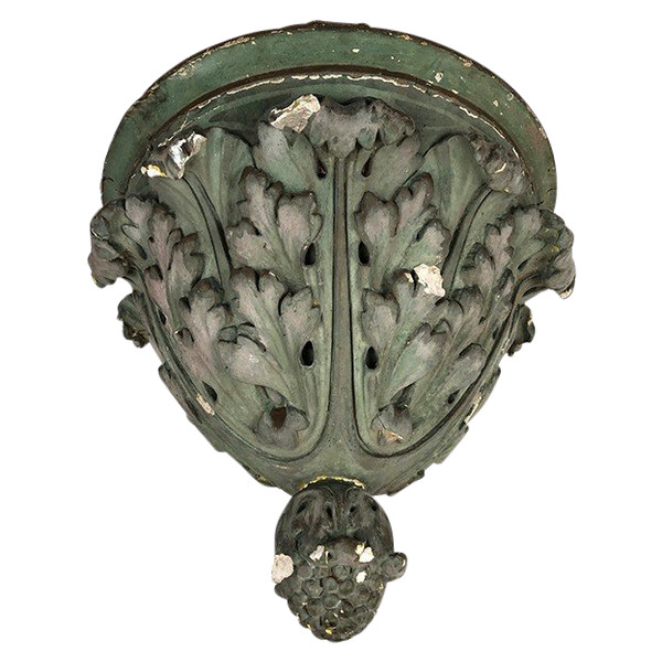 Large wall console, green plaster church statue support