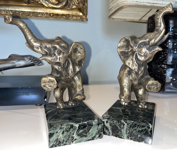 FONTINELLE Louis (1886-1964) Art Deco bronze bookends signed