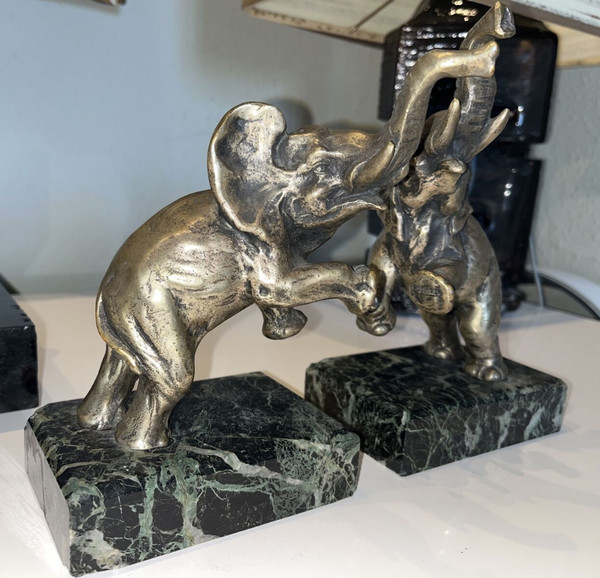 FONTINELLE Louis (1886-1964) Art Deco bronze bookends signed