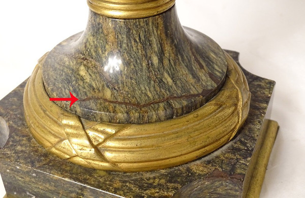 Pair of Baluster Vases Lamps Marble Bronze Gilded Flowers Napoleon III 19th century