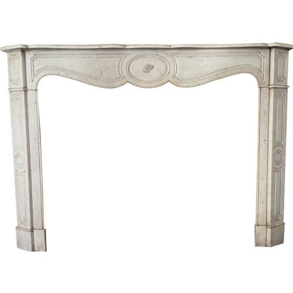 Louis XV Model Pompadour white Carrara marble mantel XX century