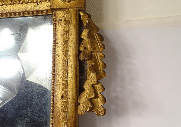 Grand Miroir Révolutionnaire Bois Sculpté Doré Casque Feuilles Chêne XVIIIè