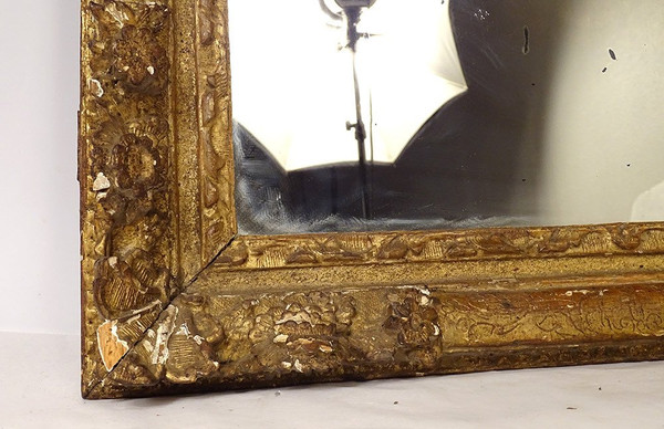 Miroir Louis XIV Régence Bois Sculpté Doré Fleurs Coquille Glace XVIIIème