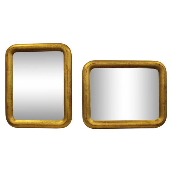 Pair Of Mirrors, Large Demi-jonc, Gold Leaf 31 X 39 Cm