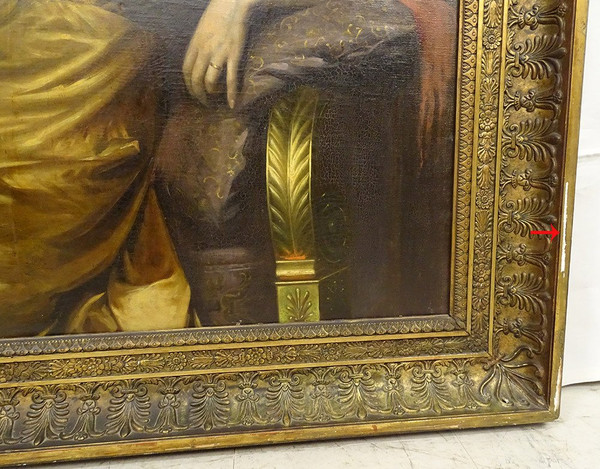 Großes HST Gemälde Porträt Frau Empire G. Meyer Goldener Rahmen 138x121cm XIX.