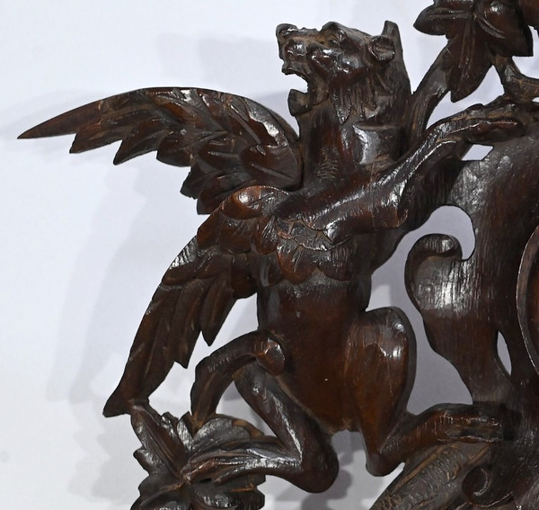 Important Oak clock, Renaissance style - Early 20th century