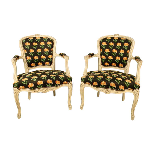 Pair De Fauteuils Cabriolet Style Louis XV