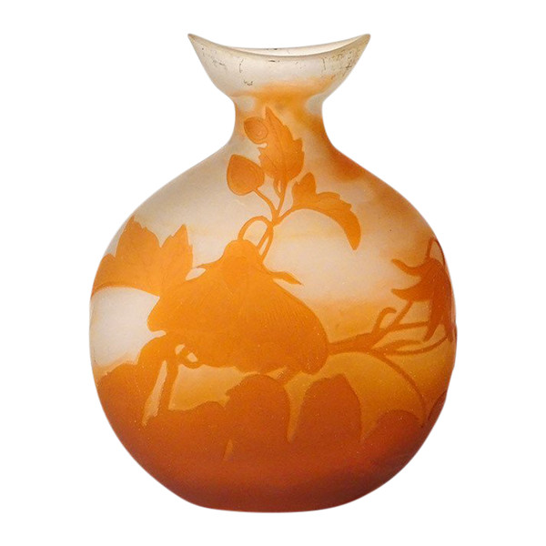 Vase Gourde Pâte de Verre Emile Gallé Fleurs Liseron Art Nouveau XIXème