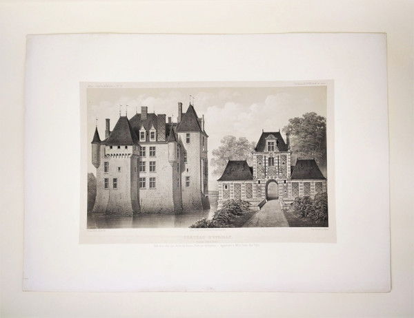 Château d'Avrilly Auvergne Lithographie Par Victor Petit Architecture 