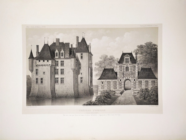 Château d'Avrilly Auvergne Lithographie Par Victor Petit Architecture 