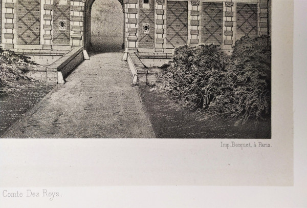 Château d'Avrilly Auvergne Lithographie Par Victor Petit Architecture 