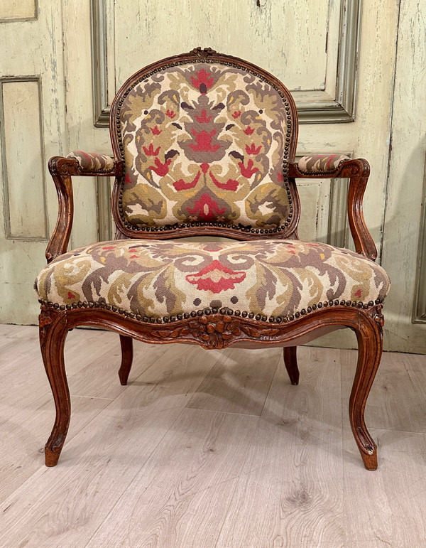 Coppia di Fauteuils A La Reine di epoca Luigi XV circa 1750