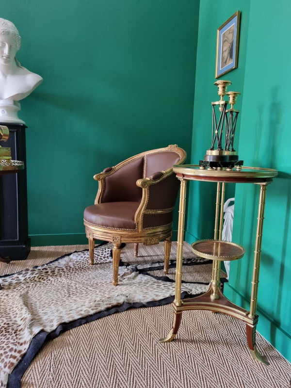 Sulpice BRIZARD, exceptional Louis XVI period stamped swivel armchair.