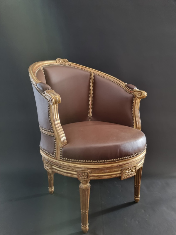 Sulpice BRIZARD, exceptional Louis XVI period stamped swivel armchair.