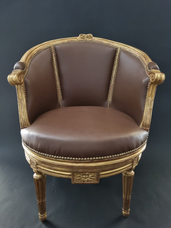 Sulpice BRIZARD, exceptional Louis XVI period stamped swivel armchair.