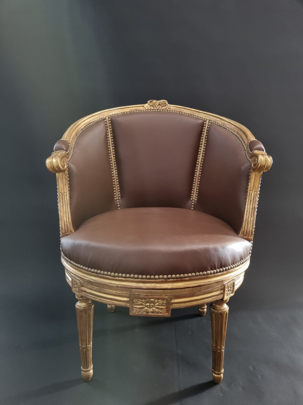 Sulpice BRIZARD, exceptional Louis XVI period stamped swivel armchair.