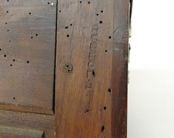 Sekretär mit Guillotine Louis XVI Mahagoni-Marmor, gestempelt L. Moreau XVIII