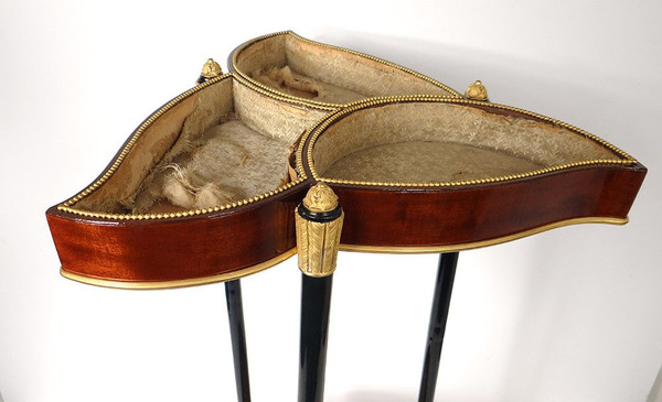 Petite Table Tricoteuse Vide-poches Acajou Bronze Doré Napoléon III XIXème