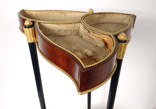 Petite Table Tricoteuse Vide-poches Acajou Bronze Doré Napoléon III XIXème
